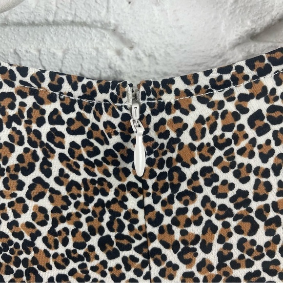 Banana Republic Long Sleeve Midi Dress Leopard Print Stretch Knit Front Slit S - Picture 11 of 16